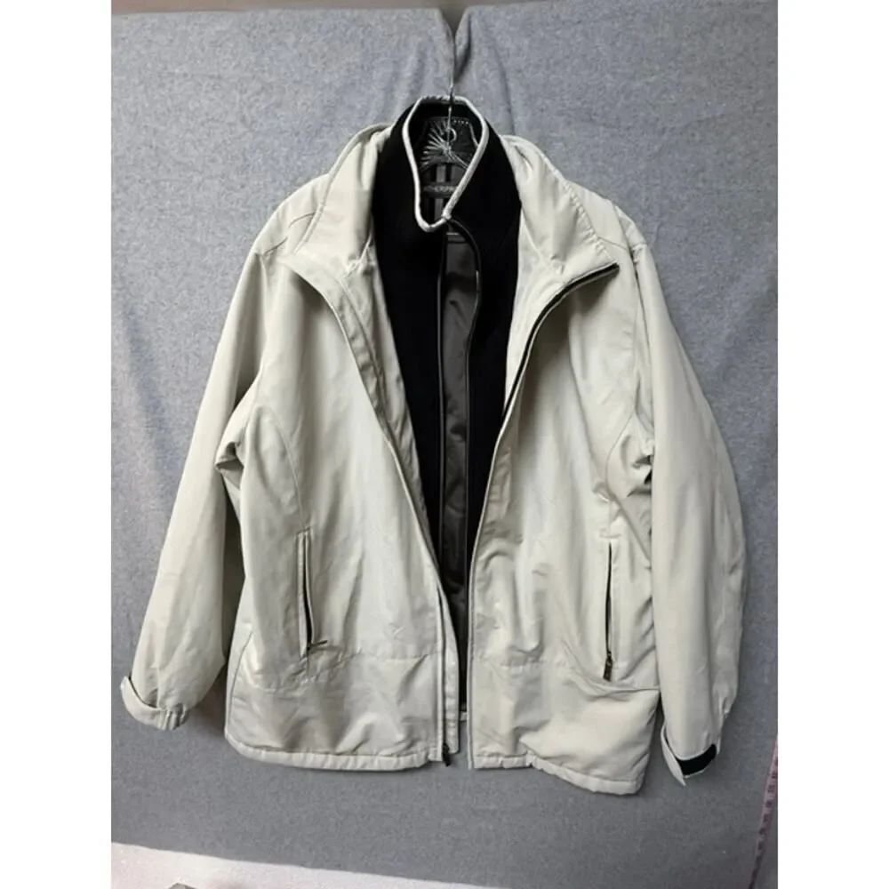 Weatherproof Soft Shell Lined Duel Zip Jacket Light Gray Mens Size XL